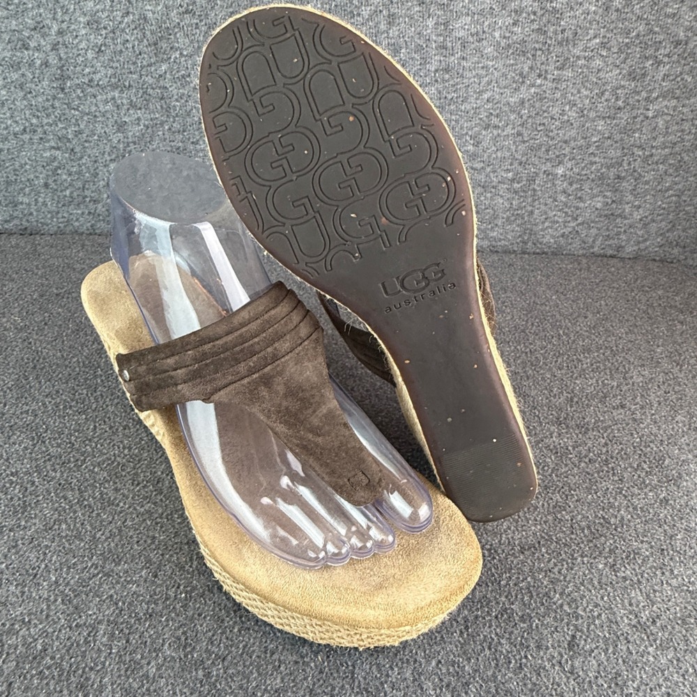 UGG Australia Brown Suede Espadrille Wedge Sandals Womens 9
